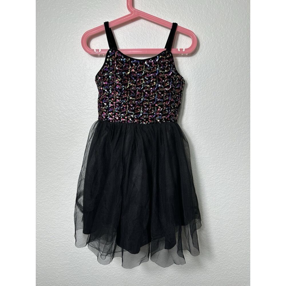 Zenzi Girls Black Sequin Velvet Party Dress Tulle Skirt Size 6X